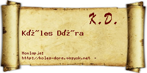Köles Dóra névjegykártya